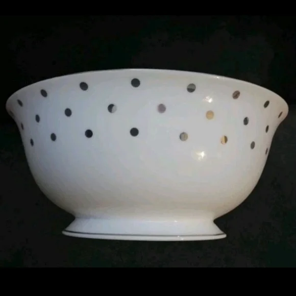 NWOT Kate Spade New York Lenox Larabee Road Silver Dots White Bowl Discontinued - Picture 3 of 7